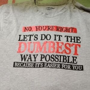 Men's Grey Action Apparel Funny Text Lets Do It The Dumbest Way Possible Shirt